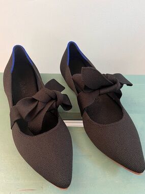 Rothy's Rothy's black Mary Jane The Point Tie Bow Womens 8.5 (fits like 7.5)